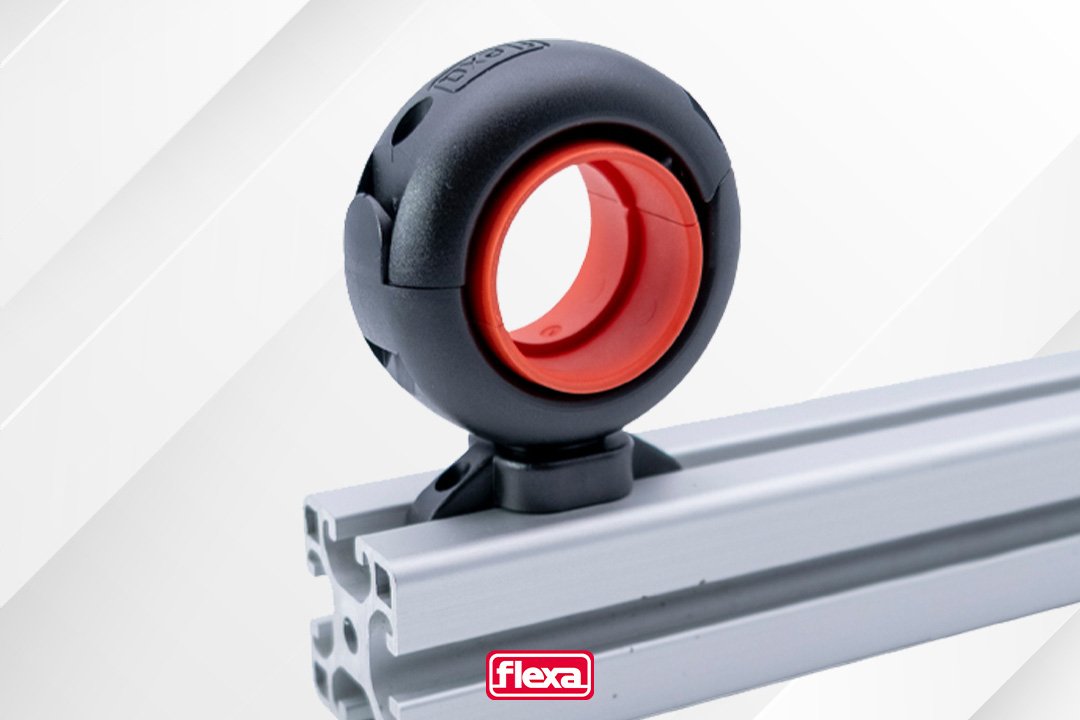 Drehbarer Schlauchhalter für Befestigung auf Profilschienen von FLEXA
