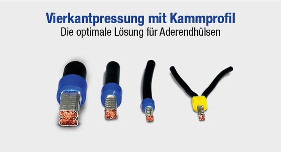 Vierkantpressung mit Kamm-Profil von Klauke